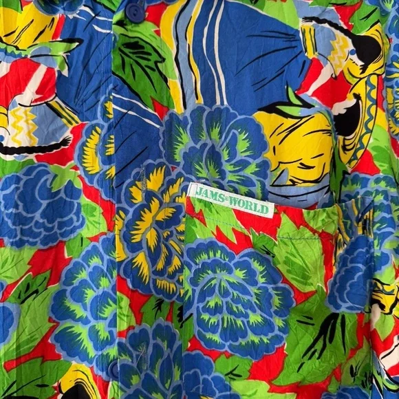 Vintage 1980s Men’s JAMS WORLD Colorful Button Down Shirt Small